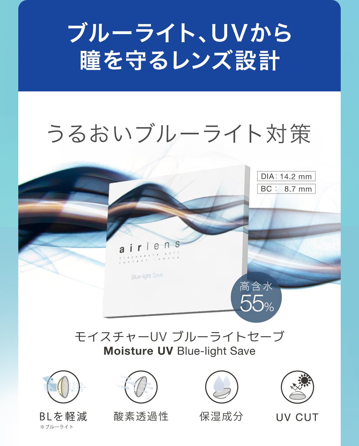 ブルーライト、UVから瞳を守るレンズ設計