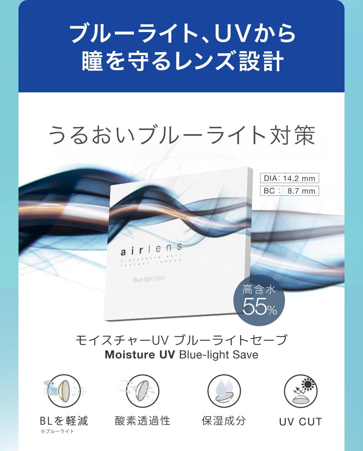 ブルーライト、UVから瞳を守るレンズ設計